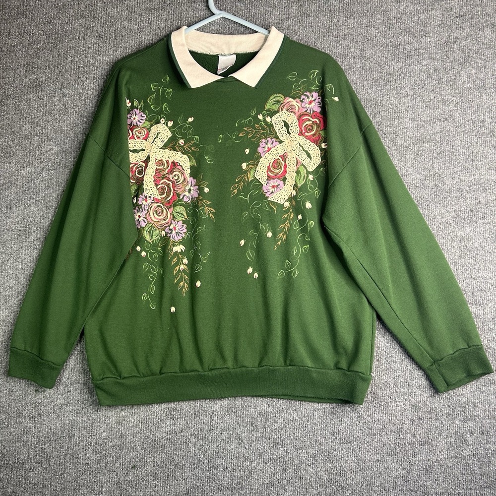 Vintage Act 11‎ Floral Print Pullover Sweatshirt Womens Size Xl